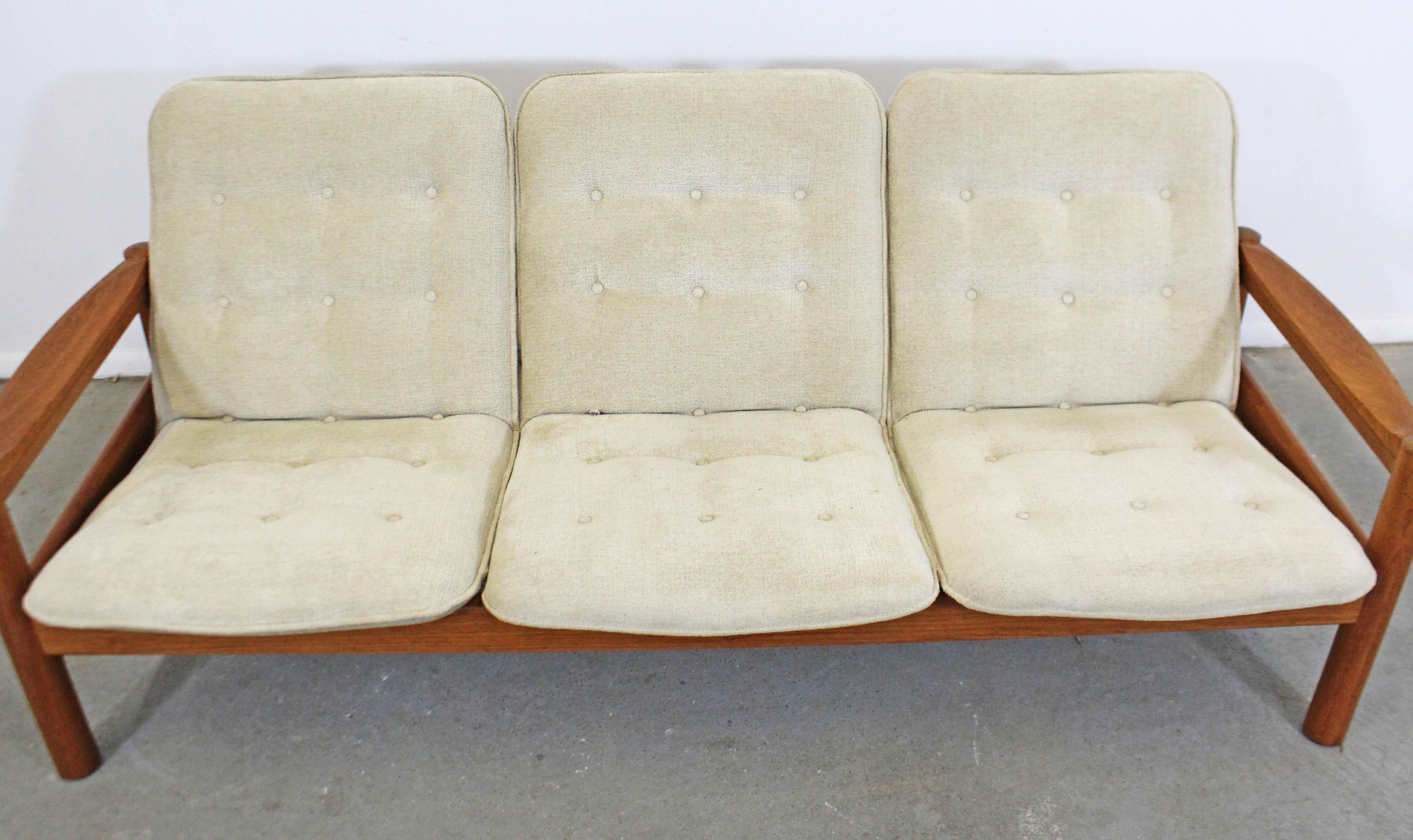 Scandinavian Modern Danish Modern Tufted Teak 3-Seat Sofa by Domino Mobler