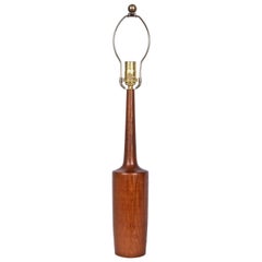 Danish Modern Turned Solid Teak Table Lamp, circa 1960