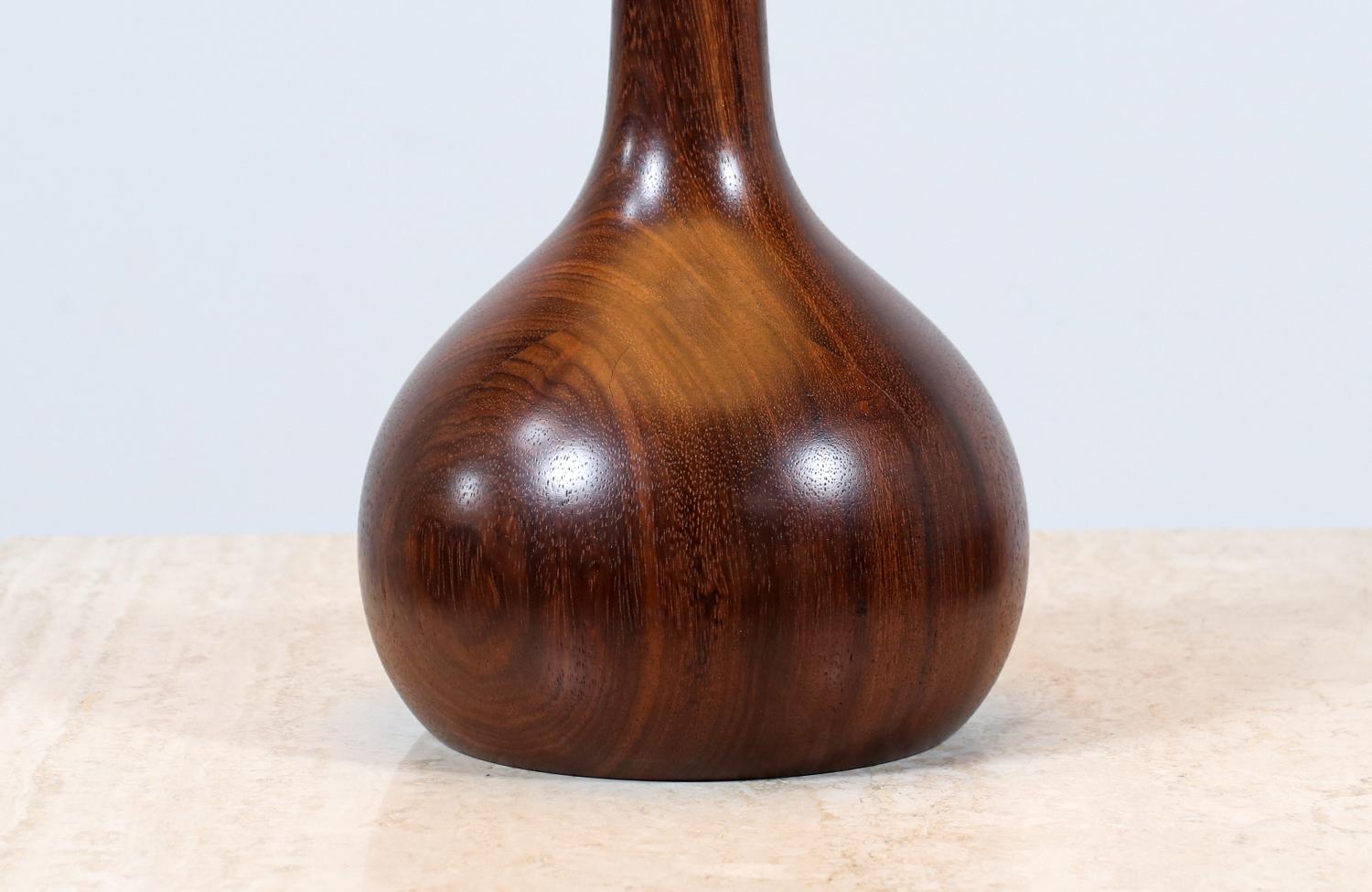 Wood Expertly Restored - Danish Modern Turned Solid Teak Tear Drop Table Lamp For Sale