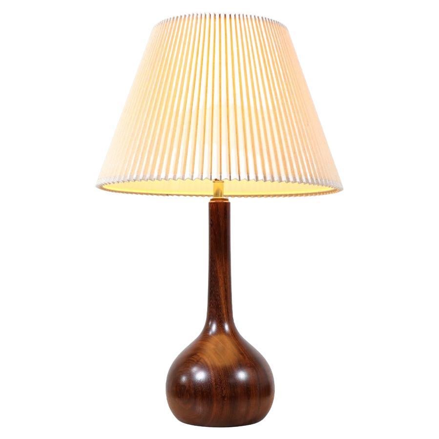 Expertly Restored - Danish Modern Turned Solid Teak Tear Drop Table Lamp For Sale