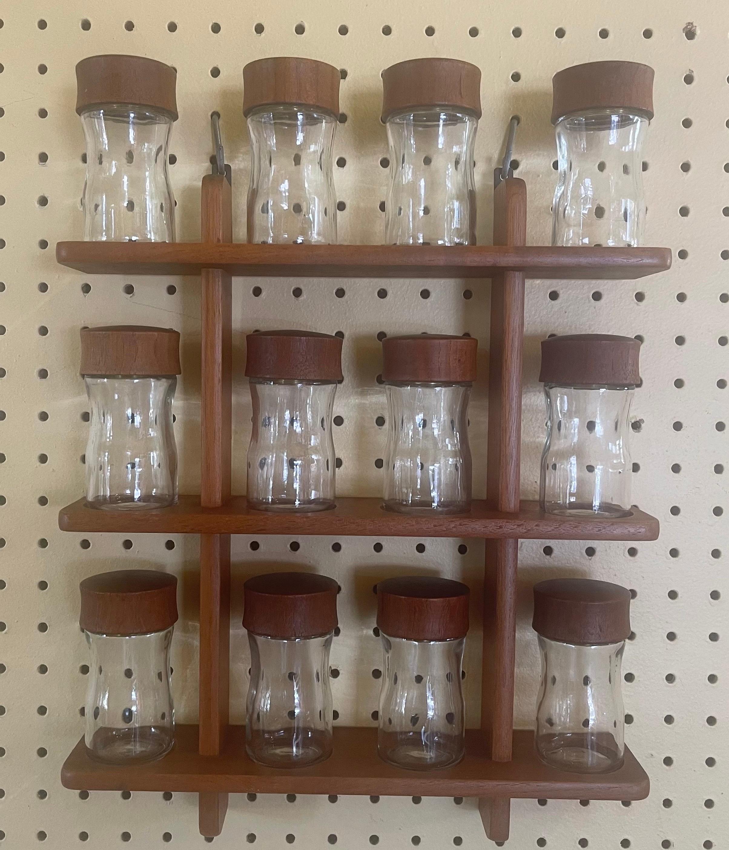 Danish Modern Twelve Jar Teak Spice Rack by Digsmed For Sale 6