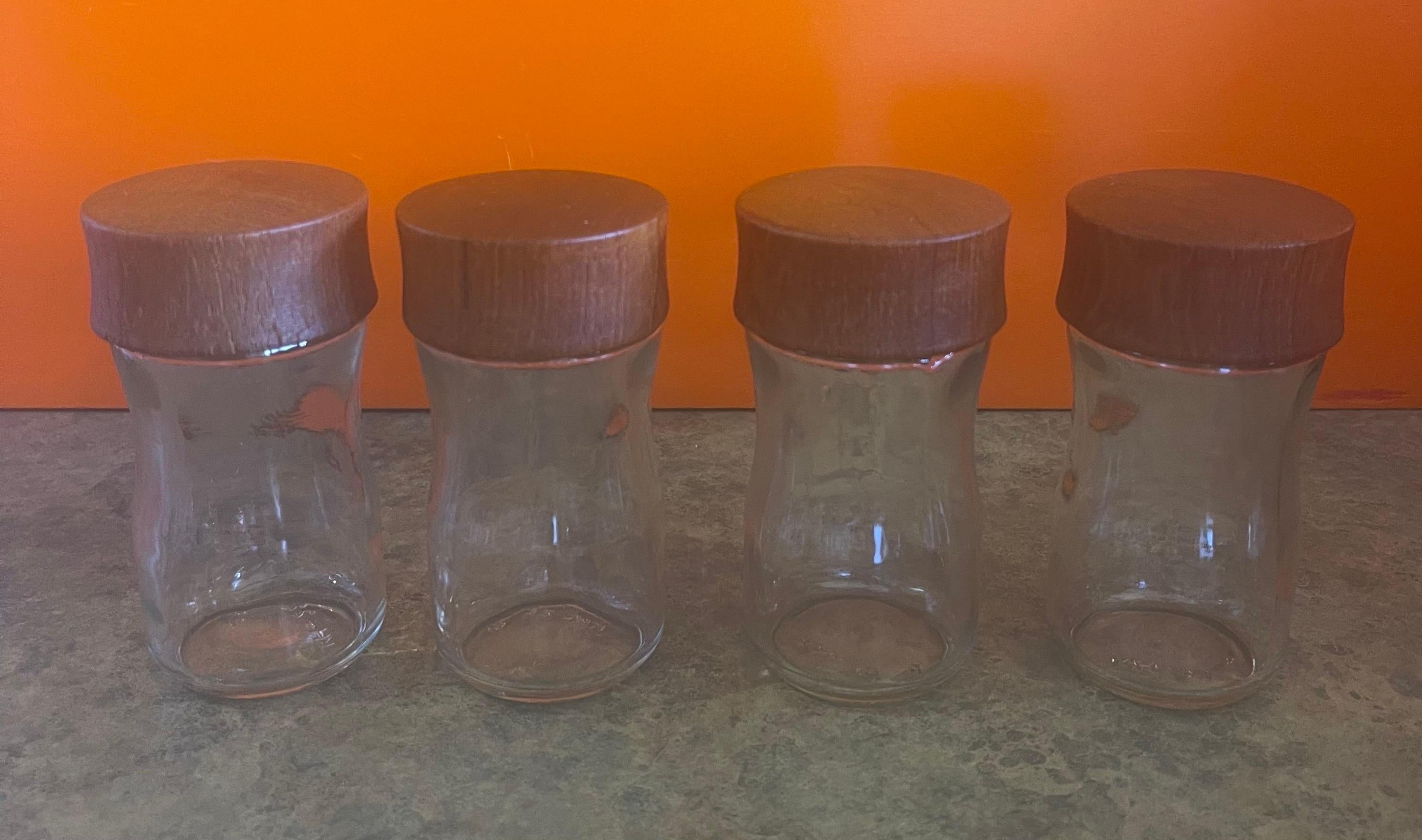 Glass Danish Modern Twelve Jar Teak Spice Rack by Digsmed For Sale