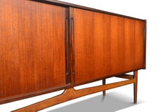 Danish Modern Two Door Sliding Credenza With Floating Oak Base