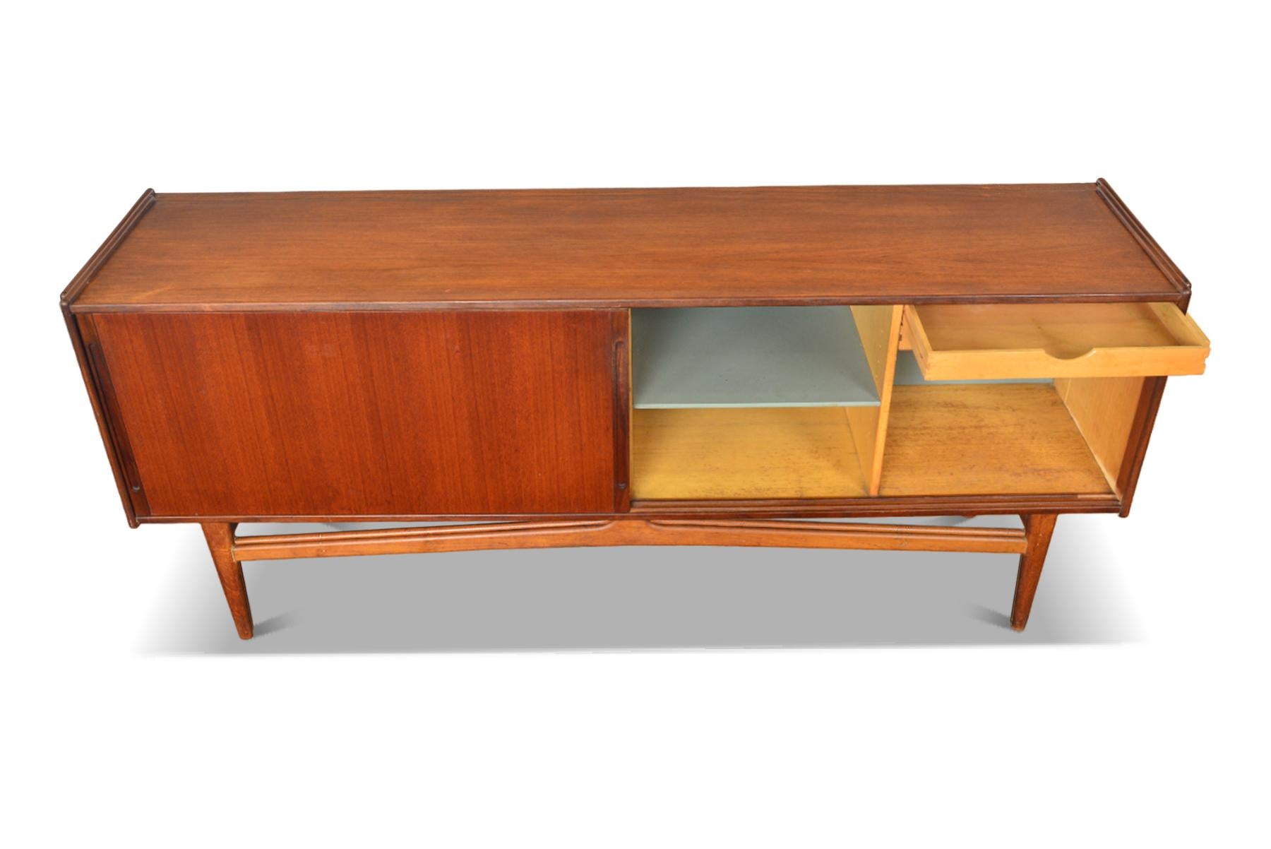 Danish Modern Two Door Sliding Credenza With Floating Oak Base In Good Condition For Sale In Berkeley, CA