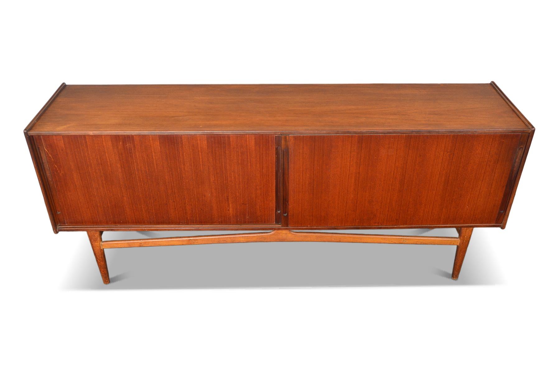 20th Century Danish Modern Two Door Sliding Credenza With Floating Oak Base For Sale