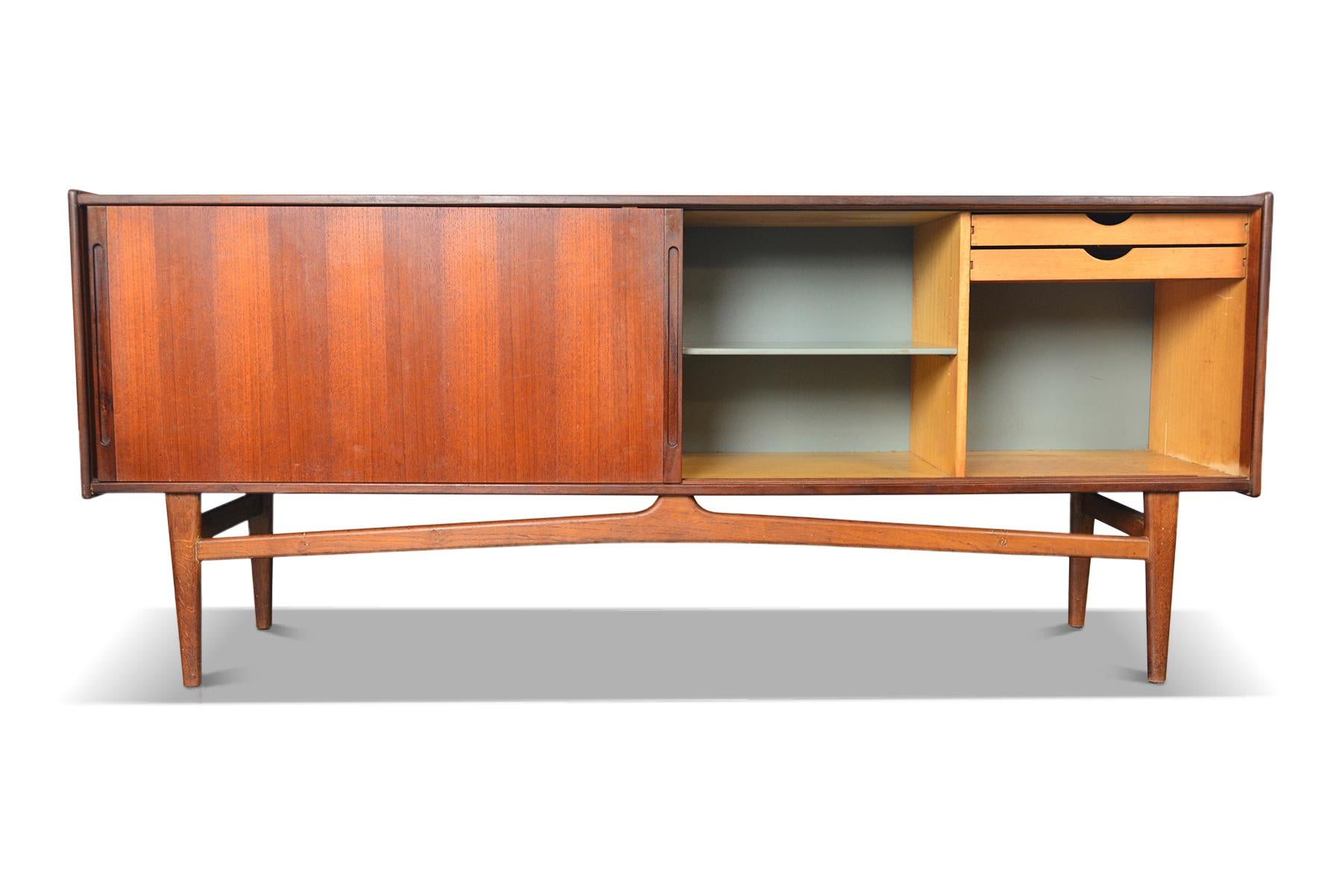 Danish Modern Two Door Sliding Credenza With Floating Oak Base For Sale 1