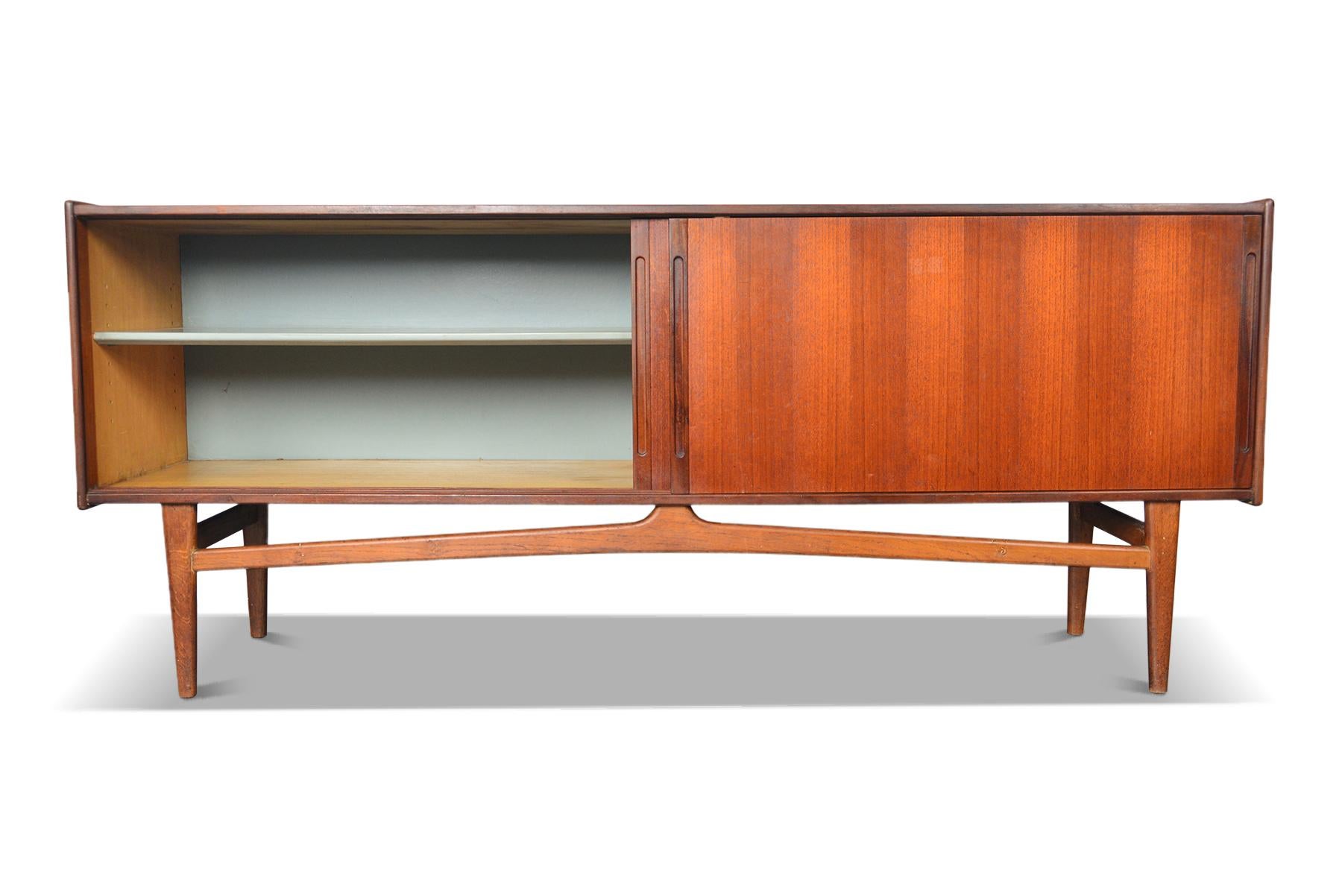 Danish Modern Two Door Sliding Credenza With Floating Oak Base For Sale 2