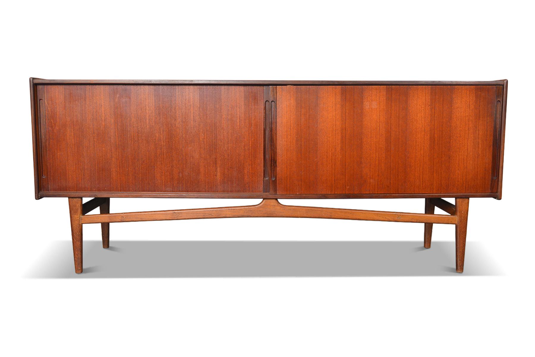 Danish Modern Two Door Sliding Credenza With Floating Oak Base For Sale 4