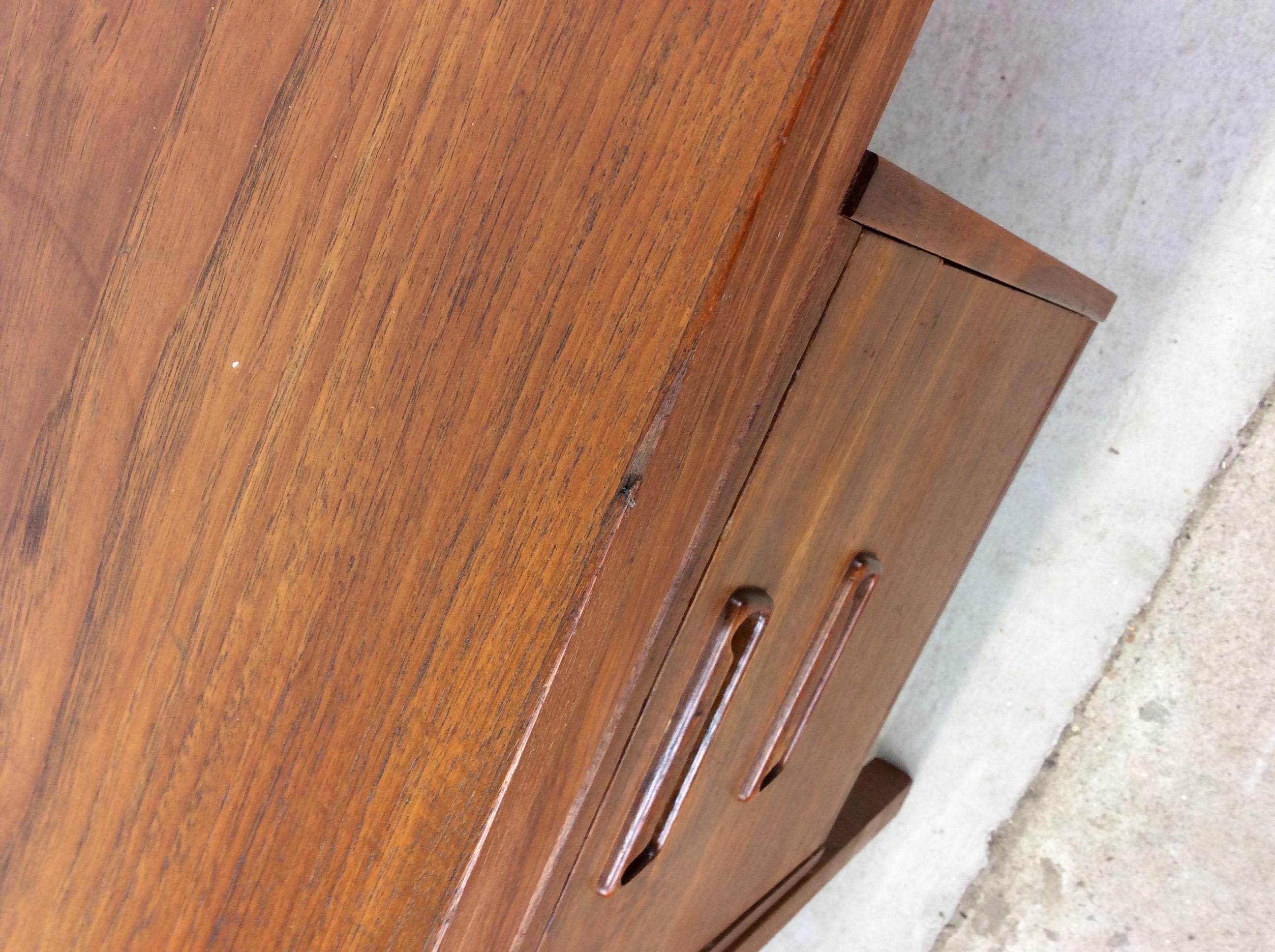Danish Modern Two Drawer Writing Desk with Drop Leaf 4