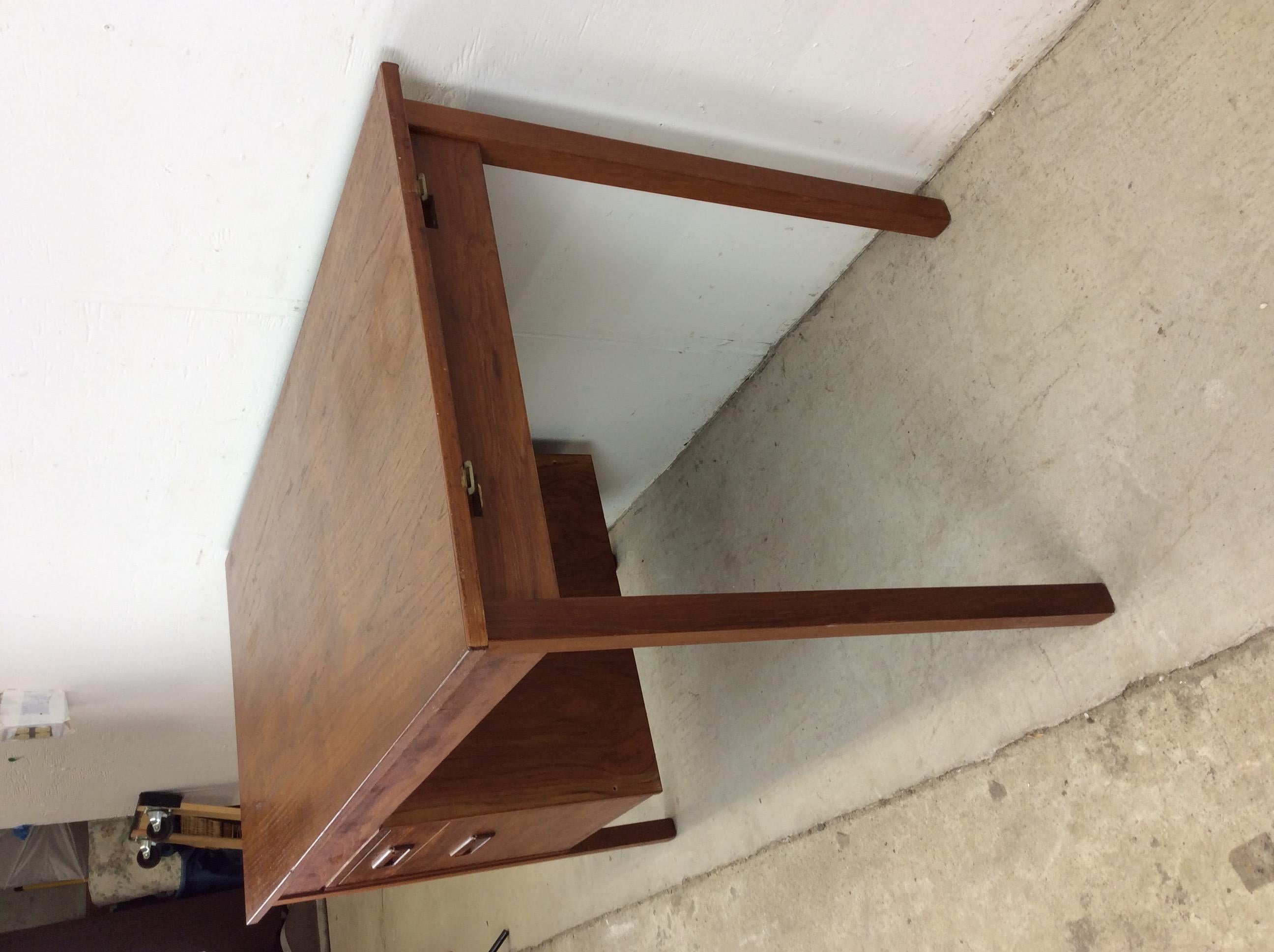 Danish Modern Two Drawer Writing Desk with Drop Leaf 5