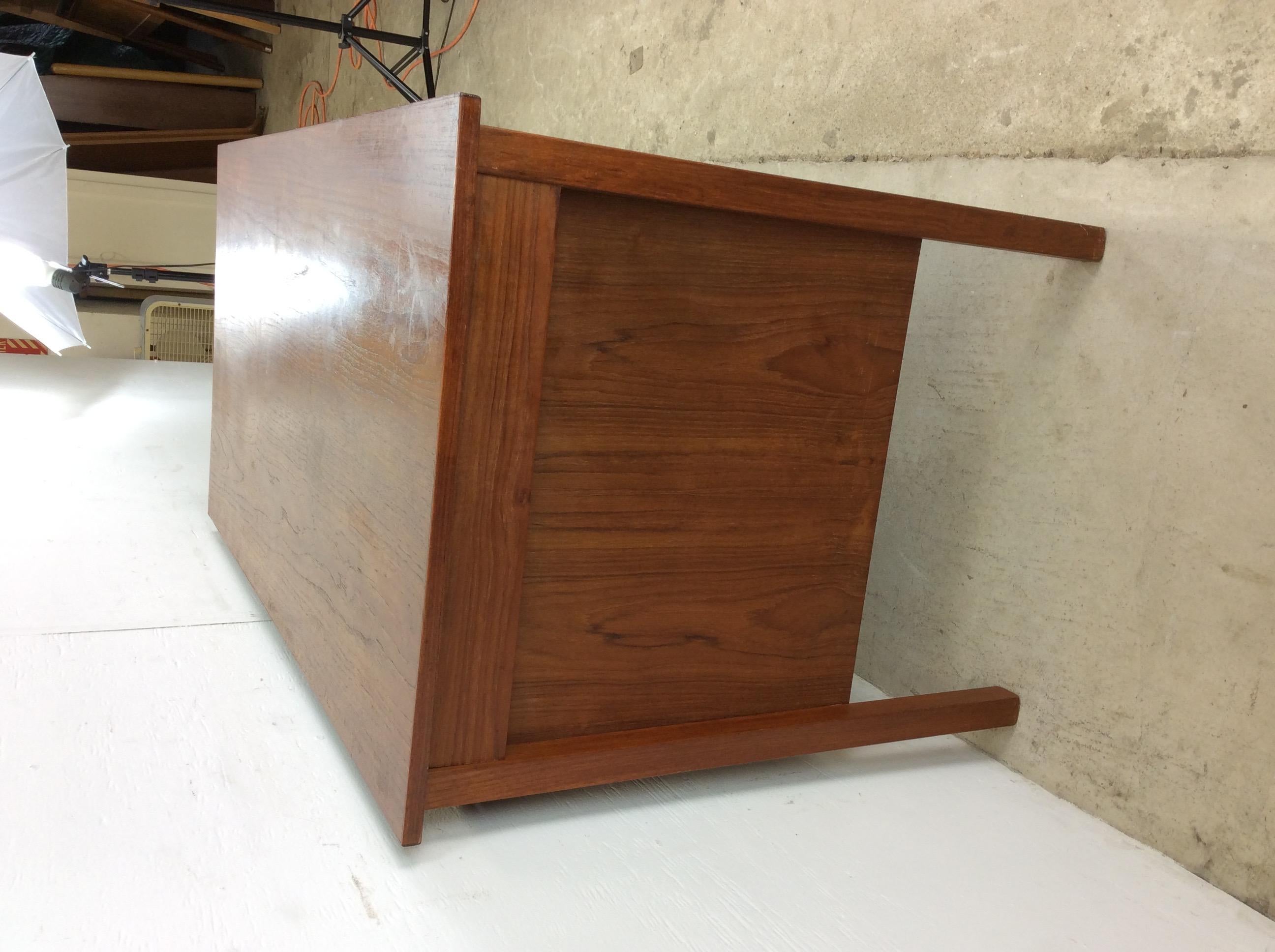 Danish Modern Two Drawer Writing Desk with Drop Leaf 6
