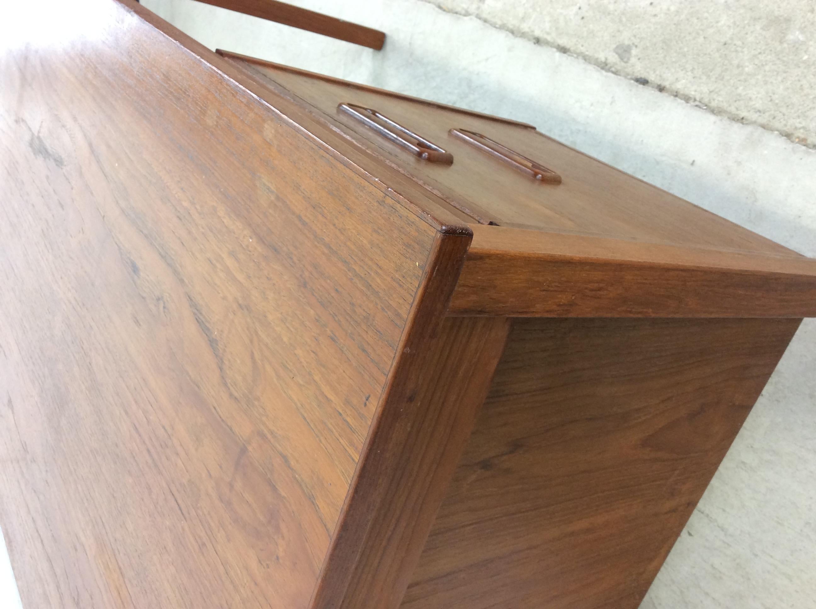 Danish Modern Two Drawer Writing Desk with Drop Leaf 7