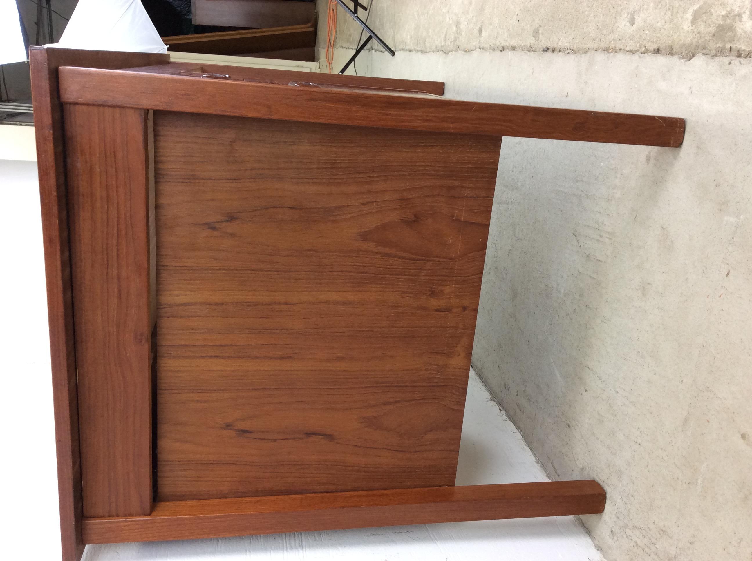 Danish Modern Two Drawer Writing Desk with Drop Leaf 8