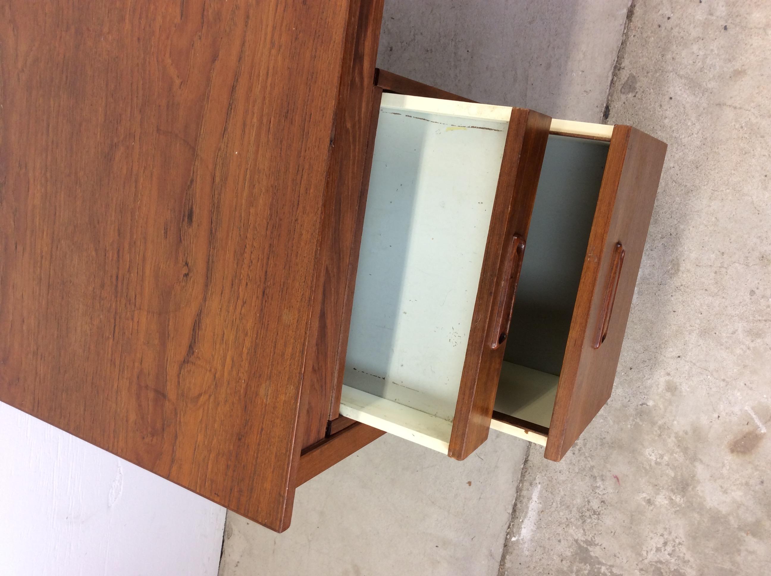 Danish Modern Two Drawer Writing Desk with Drop Leaf 10