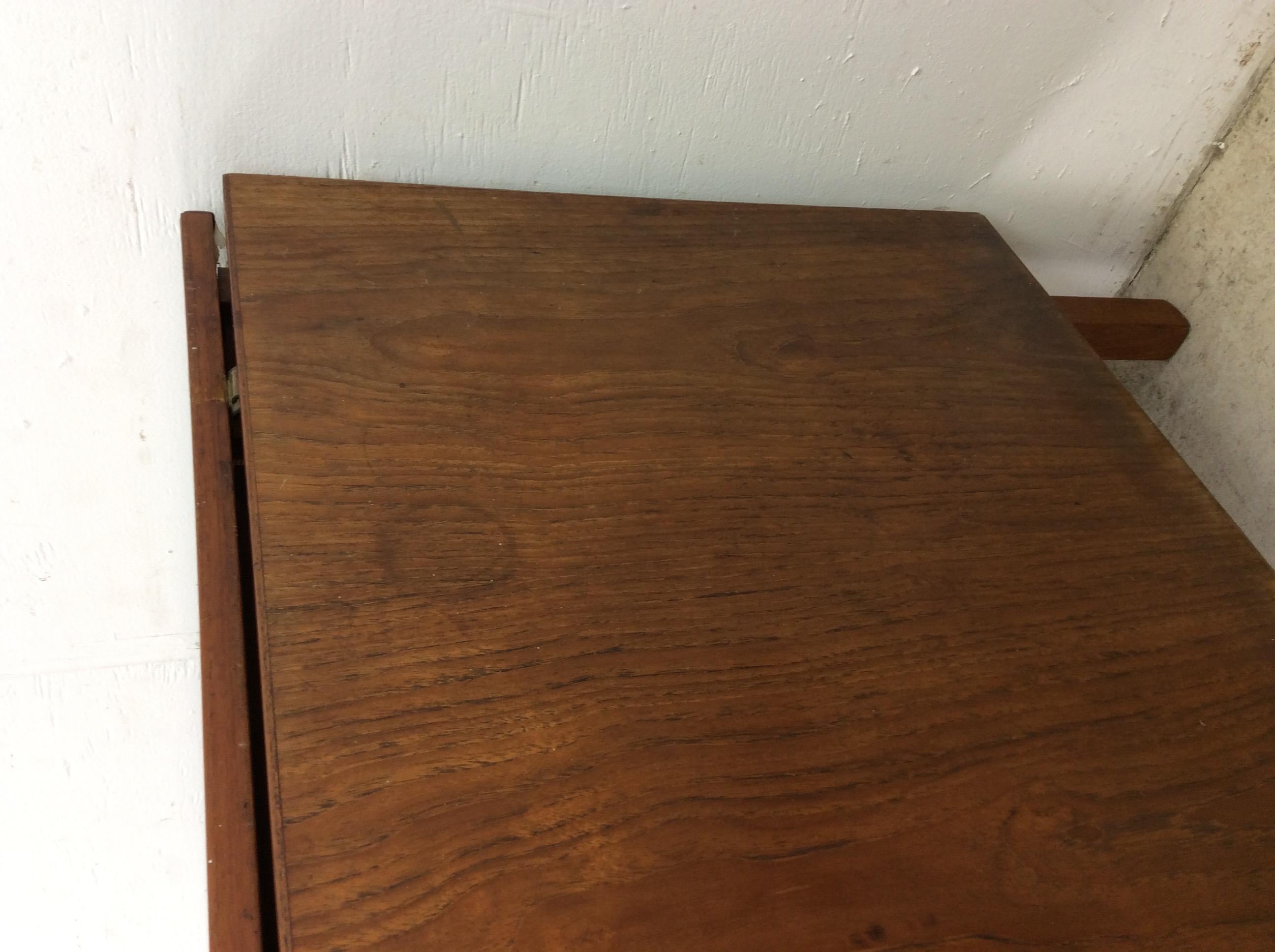 Danish Modern Two Drawer Writing Desk with Drop Leaf 13