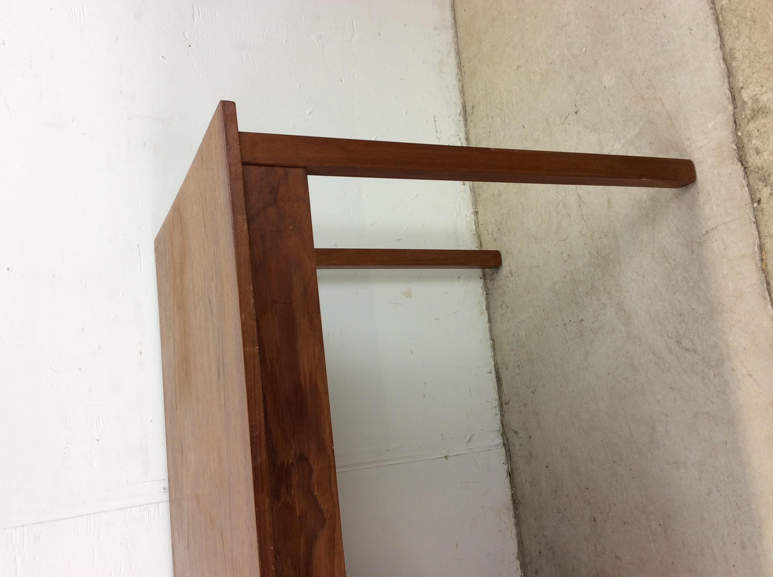 Veneer Danish Modern Two Drawer Writing Desk with Drop Leaf