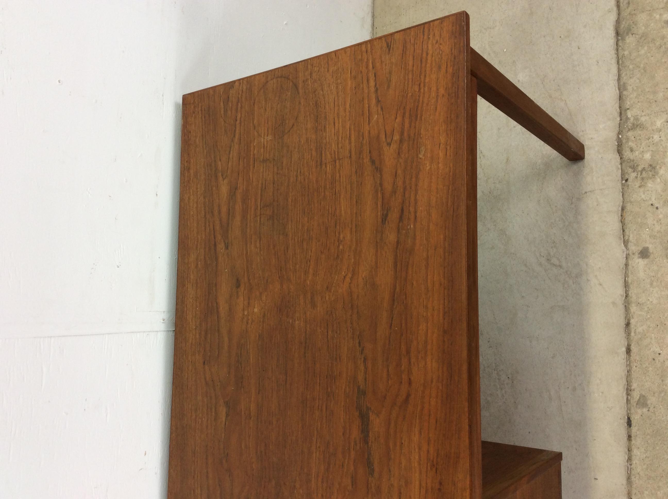 20th Century Danish Modern Two Drawer Writing Desk with Drop Leaf