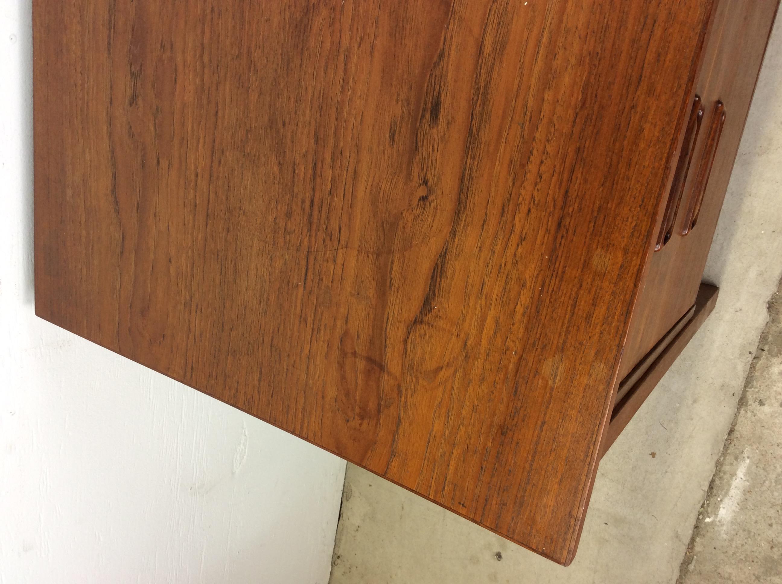 Teak Danish Modern Two Drawer Writing Desk with Drop Leaf