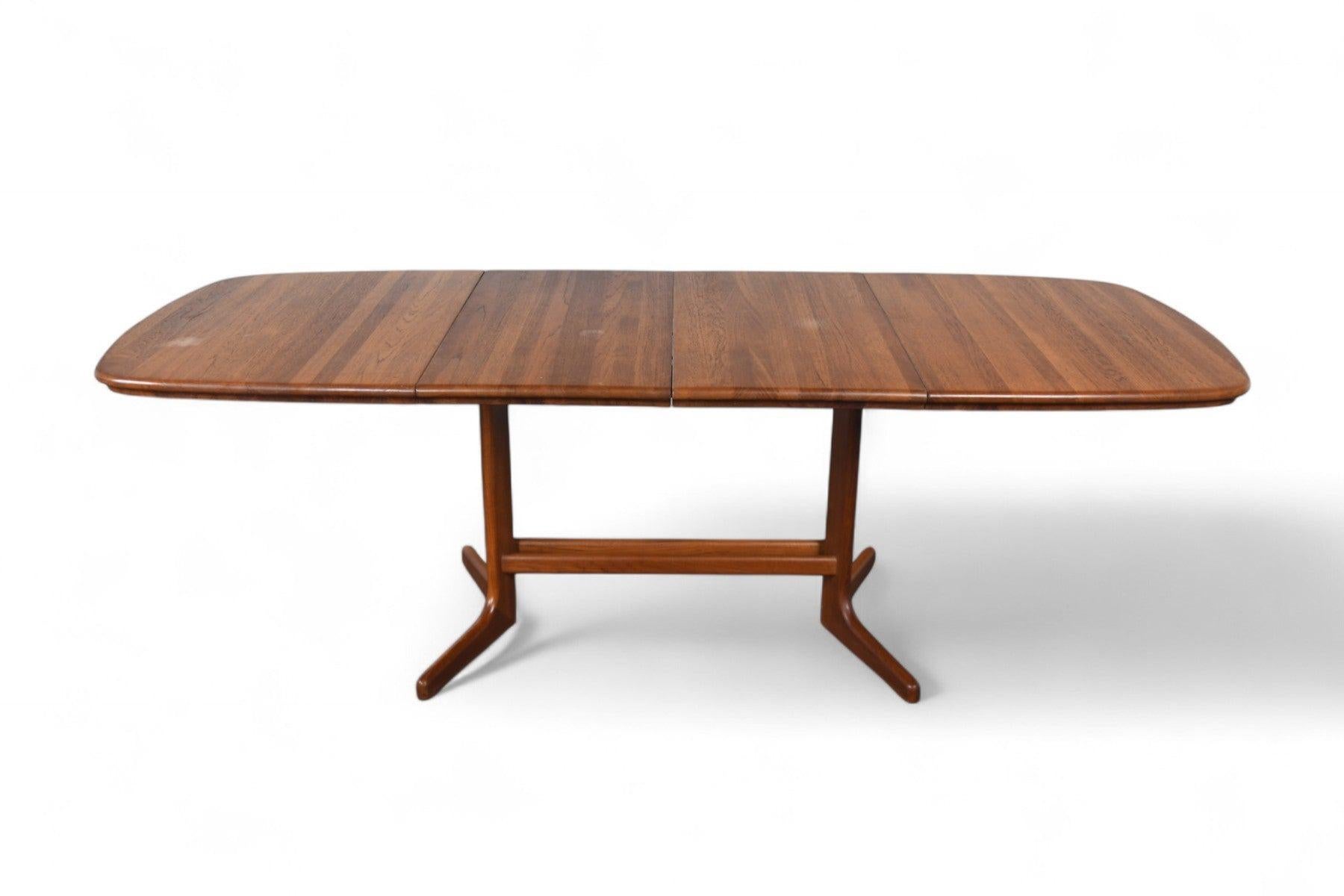 Dänischer Moderner Esstisch mit zwei Blättern und Sockel aus Teakholz im Angebot 6
