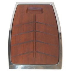 Danish Modern Two-Piece Teak Cutting Board with Stainless Steel Tray