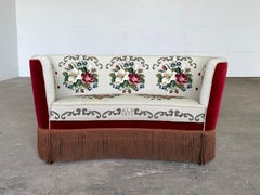 Danish Modern, Two-Seater Sofa in Velour with Floral Upholstery, 1970s