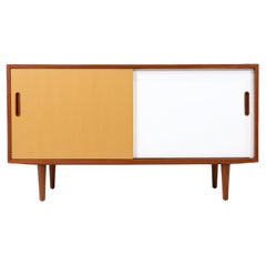 Danish Modern Two-Tone Lacquered & Teak Credenza by Carlo Jensen for Hundevad