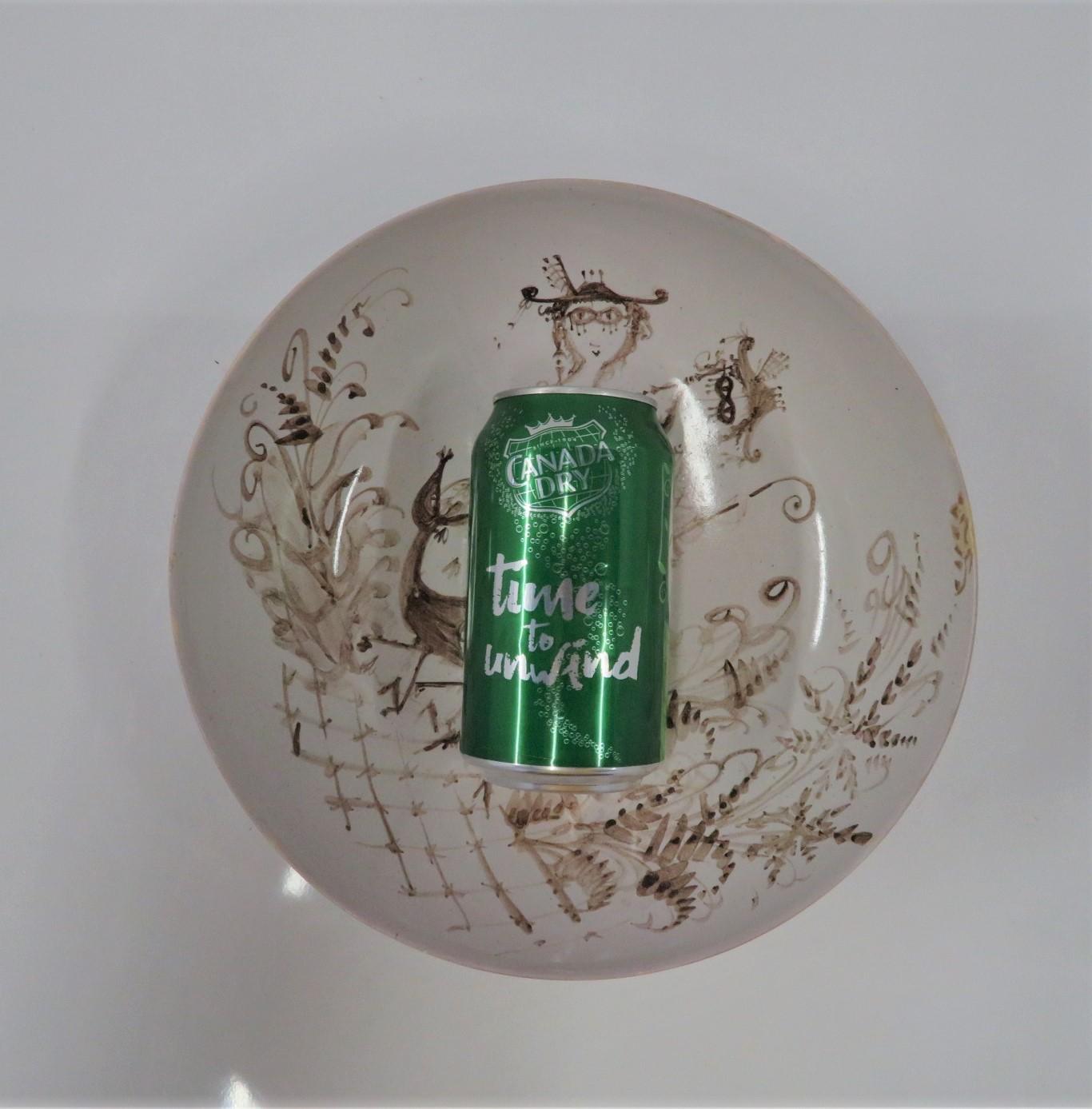 Danish Modern Unique Decorated Ceramic Bowl Bjorn Wiinblad Hand Thrown & Painted For Sale 9