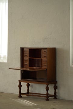 Meuble secrétaire danois moderne en chêne, fabriqué à la main, milieu du 20e siècle