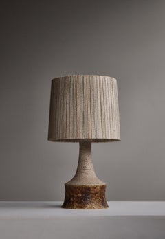Danish Modern Unique Stoneware Table Lamp w. String Shade by Bartholdy, 1970s