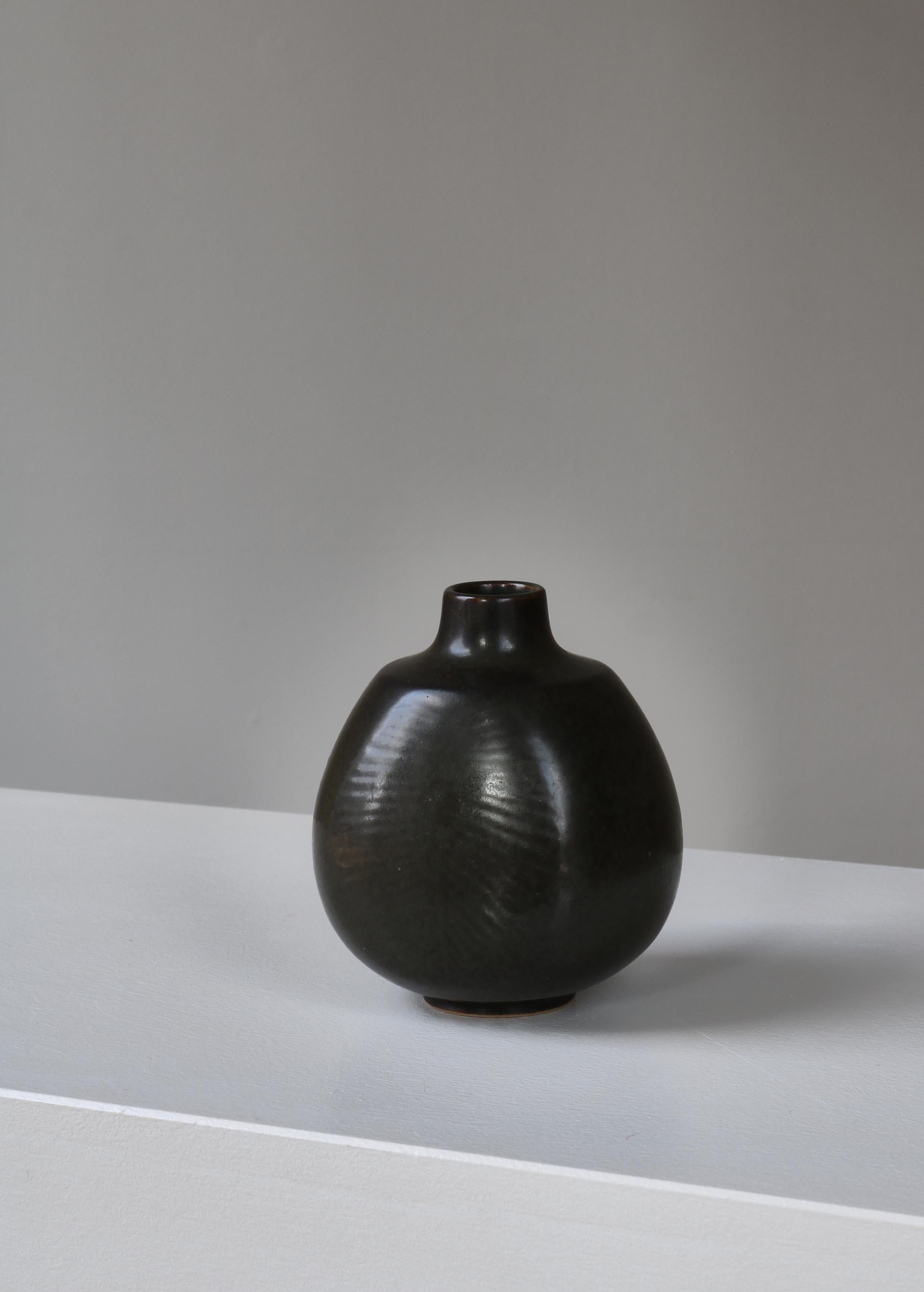 Danish Dark Green Stoneware Vase 