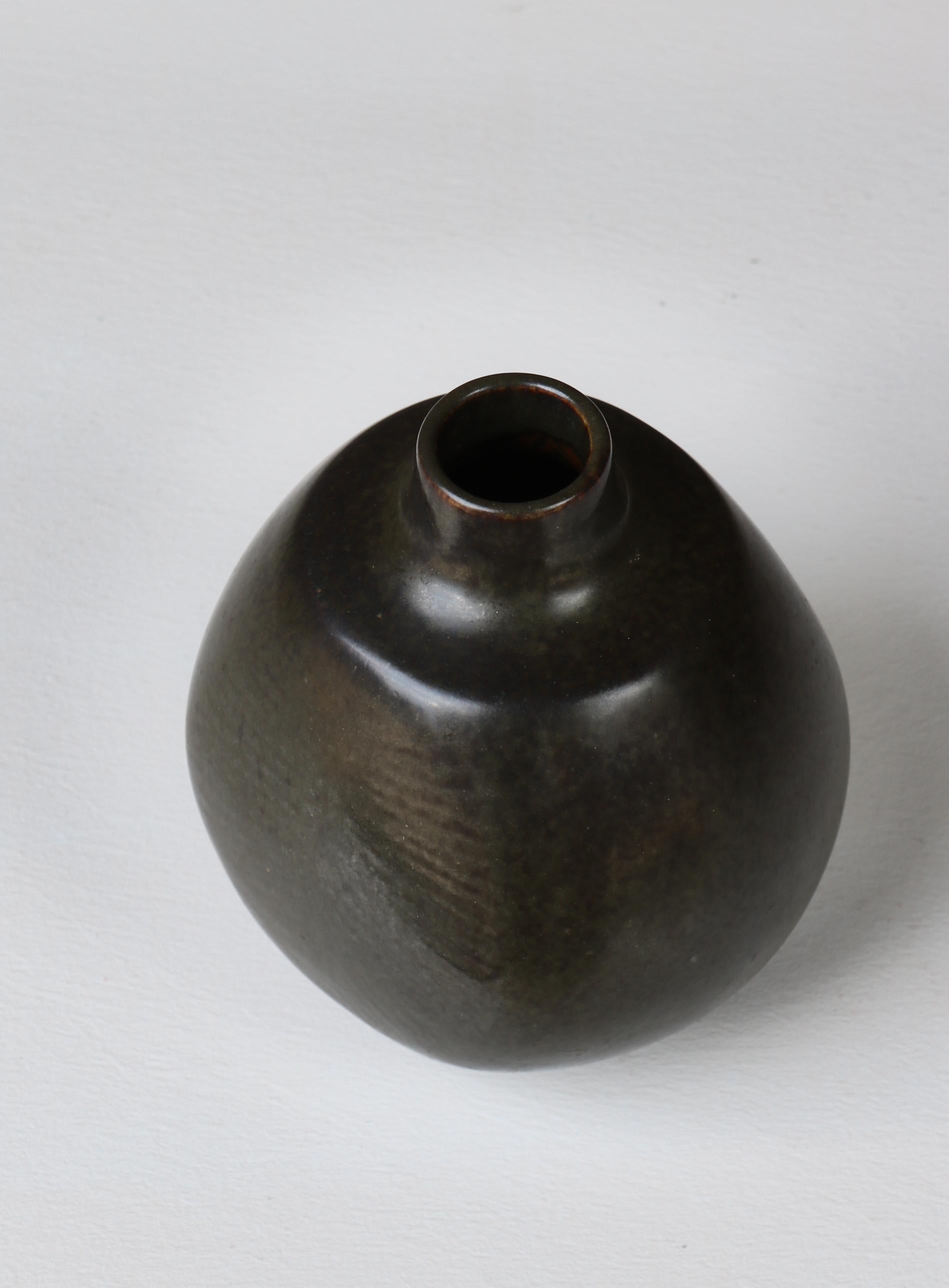 Mid-20th Century Danish Dark Green Stoneware Vase 