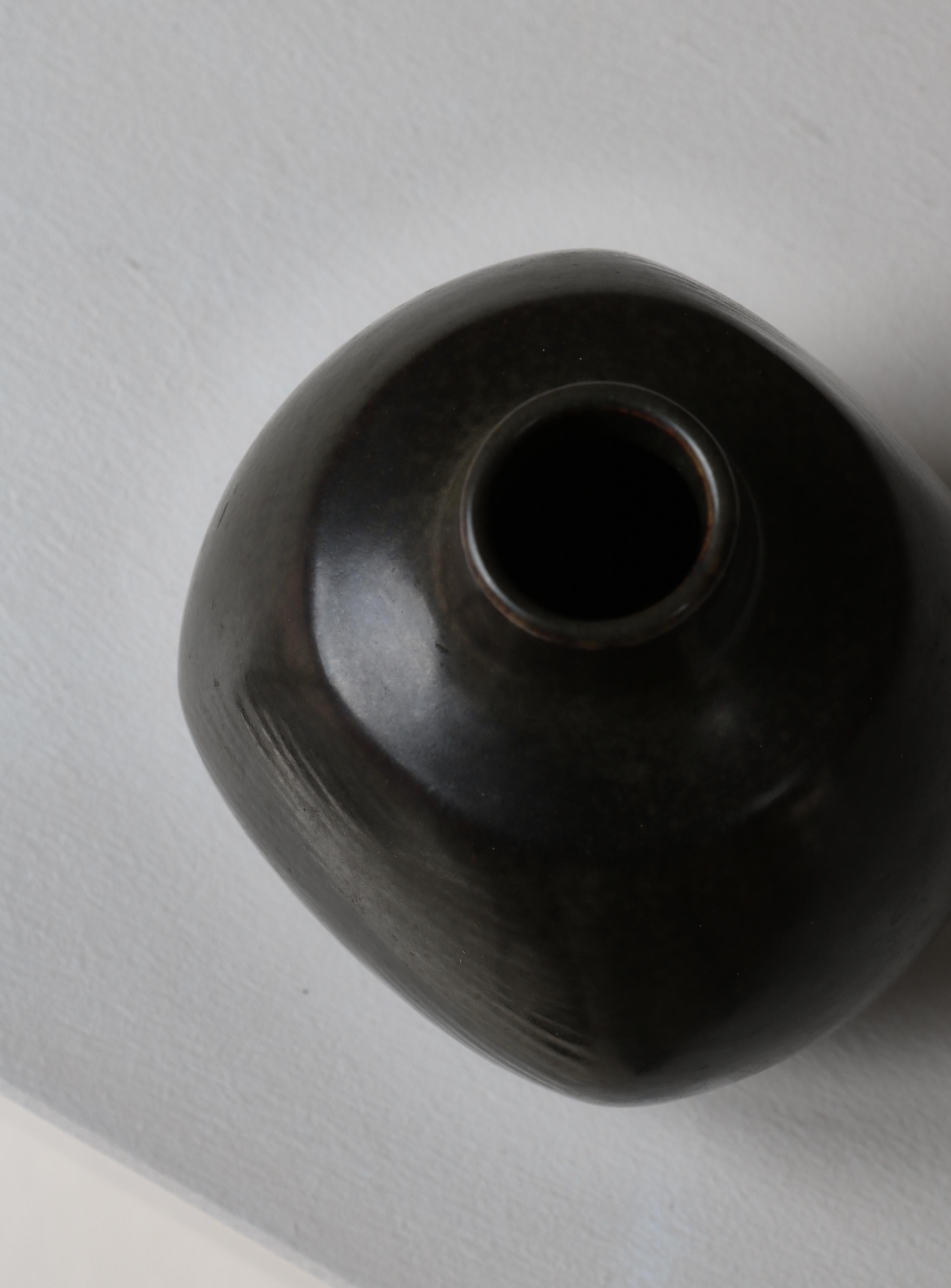 Danish Dark Green Stoneware Vase 