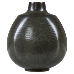 Danish Dark Green Stoneware Vase "Model 167", Eva Stæhr-Nielsen, Saxbo, 1954