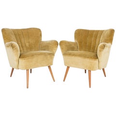 Danish Modern Upholstered Armchairs, Set of Two