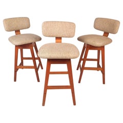 Danish Modern Upholstered Swivel Stools by Vampdrup Stolefabrik, Set of 3