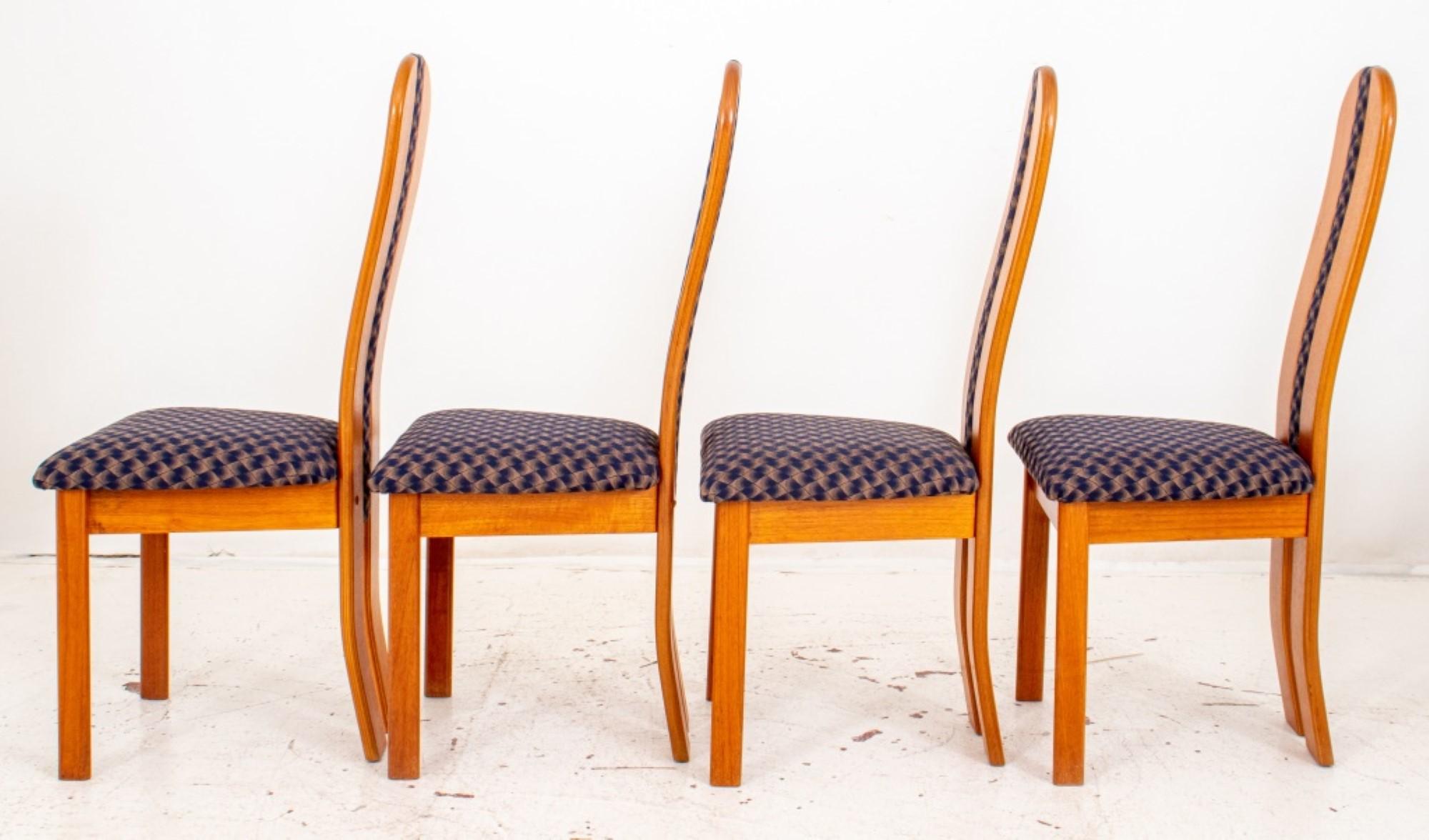 American Danish Modern Upholstered Teak Dining Chairs, 4