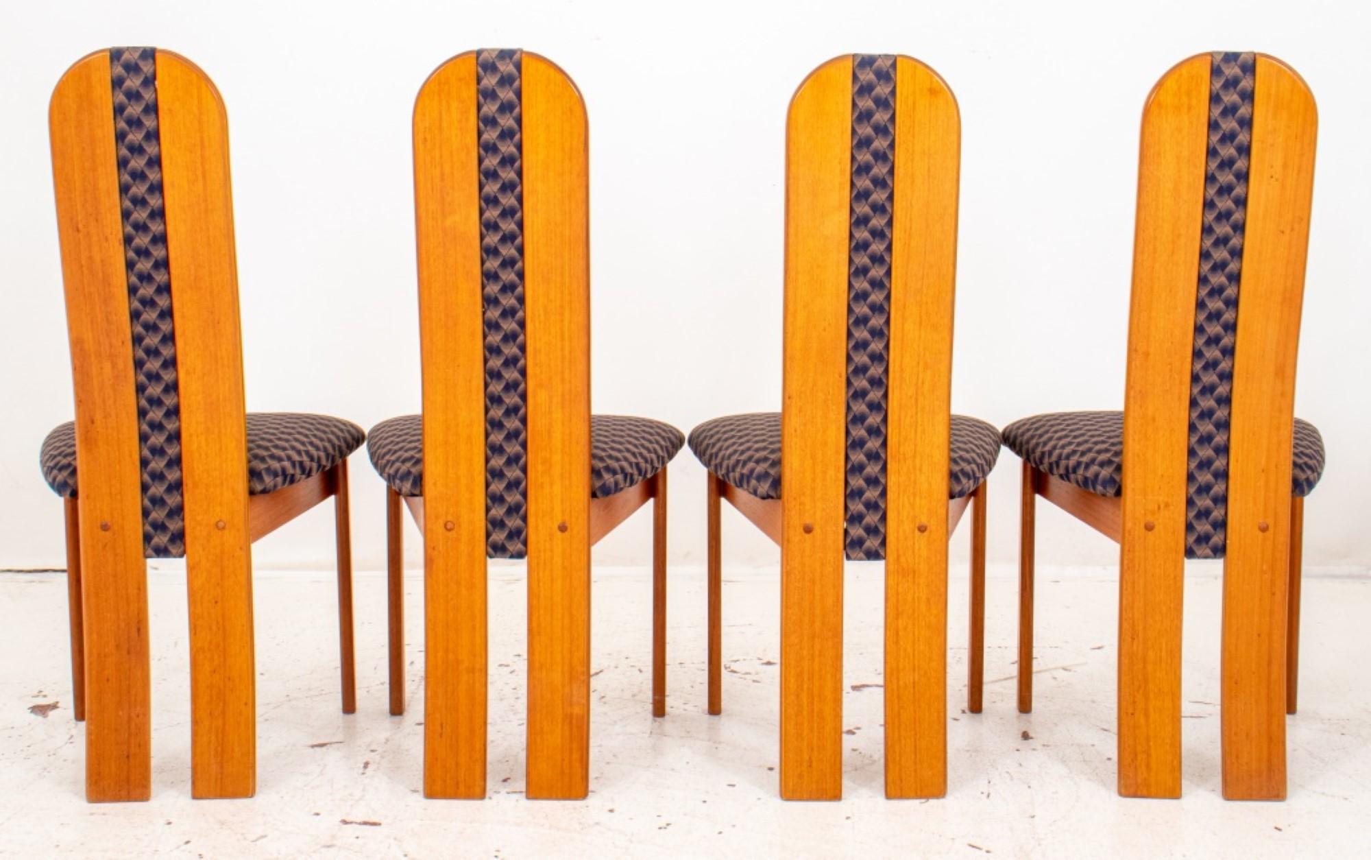 Chaises de salle à manger danoises modernes tapissées en teck, 4 1