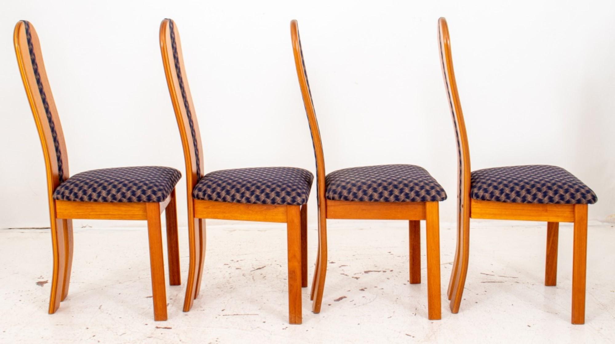 Chaises de salle à manger danoises modernes tapissées en teck, 4 3