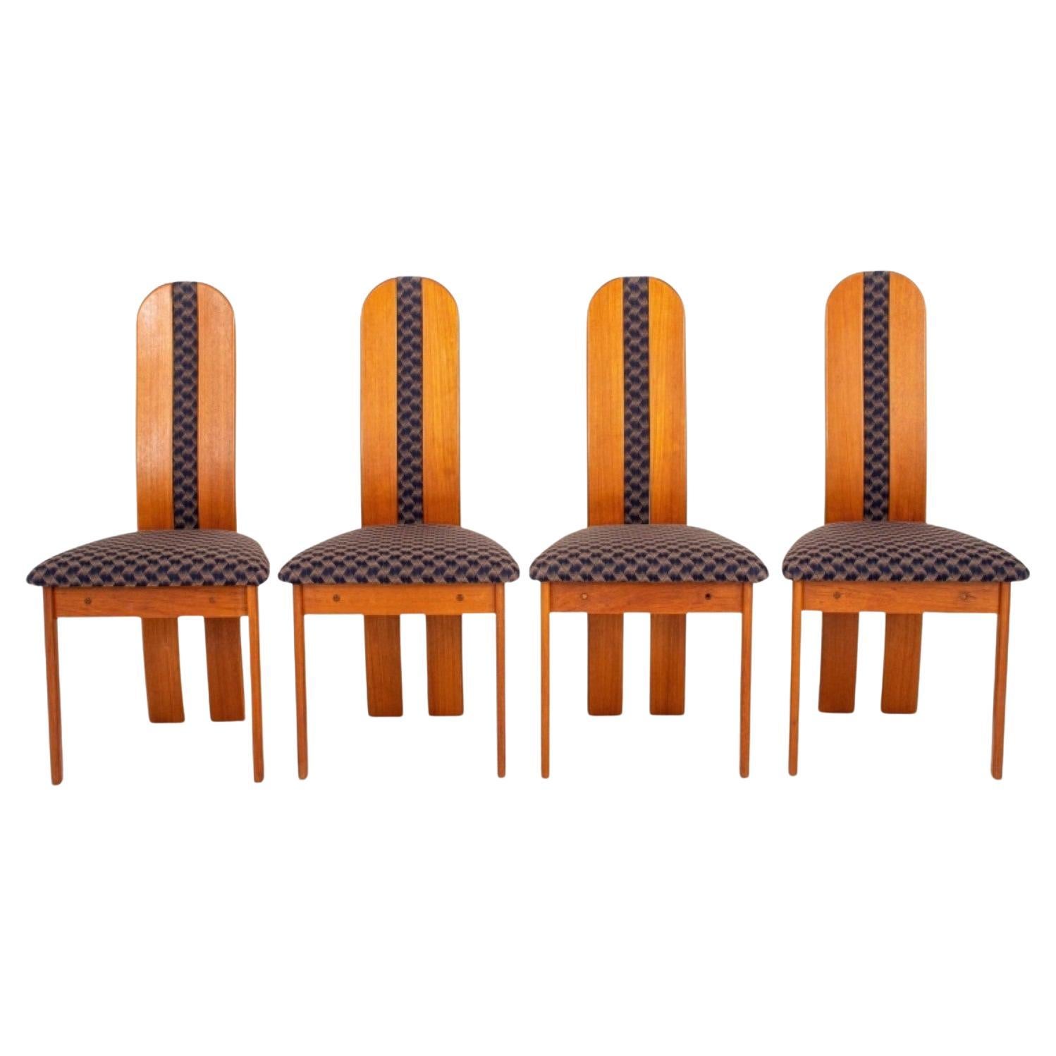 Danish Modern Upholstered Teak Dining Chairs, 4 For Sale