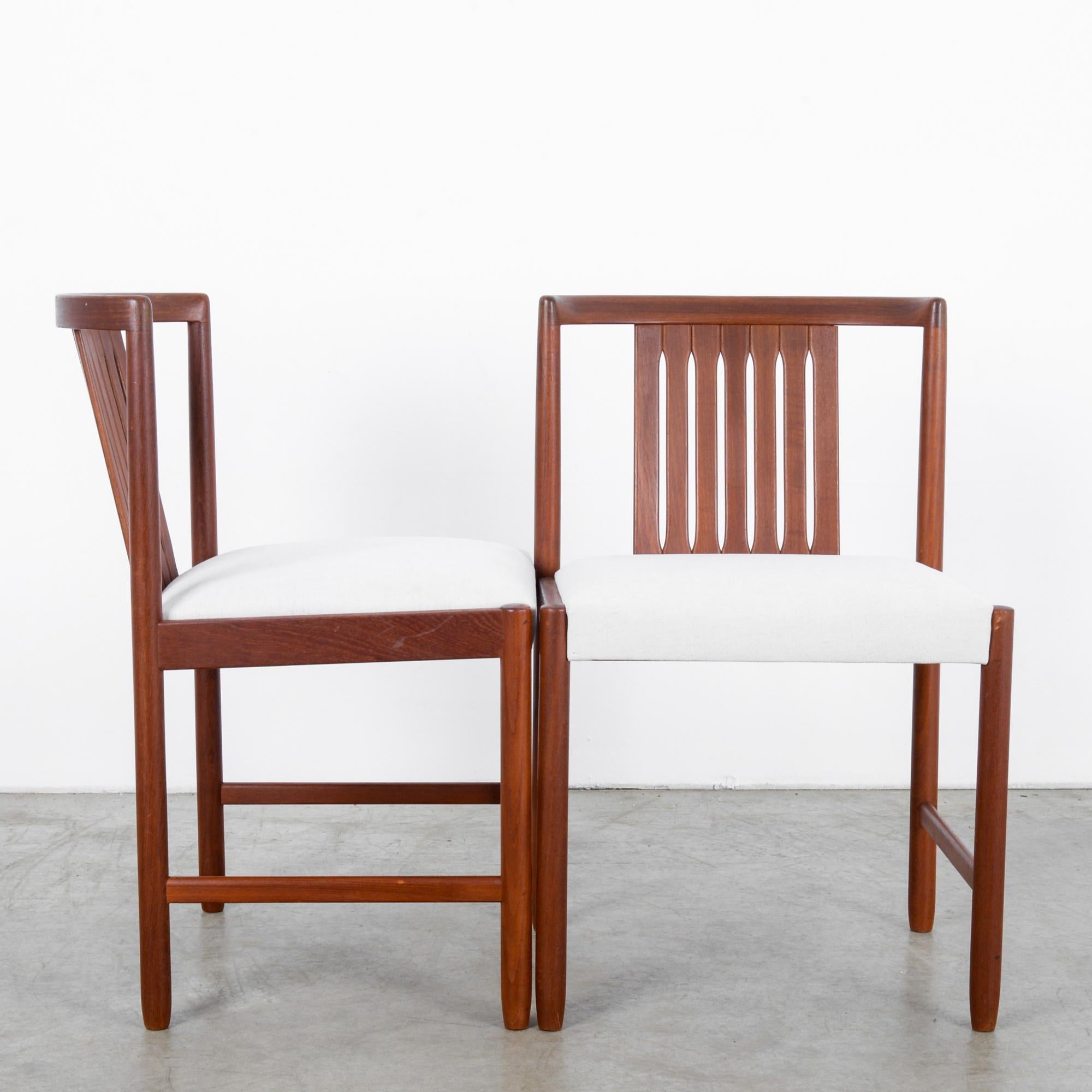 Scandinavian Modern Danish Modern Upholstered Teak Side Chairs, a Pair