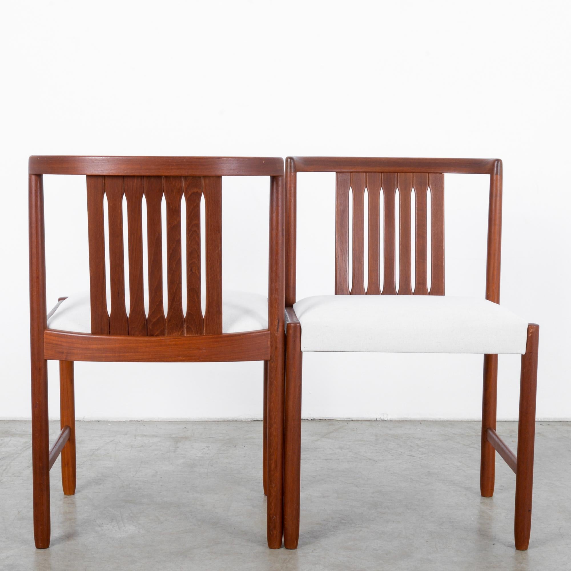 Danish Modern Upholstered Teak Side Chairs, a Pair In Good Condition In High Point, NC