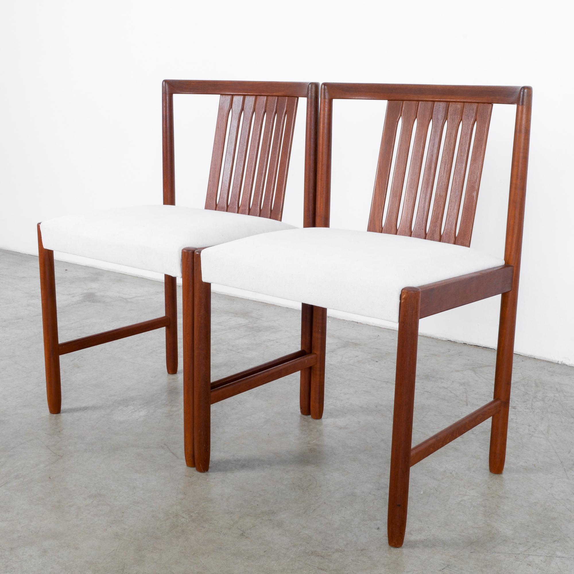 Mid-20th Century Danish Modern Upholstered Teak Side Chairs, a Pair