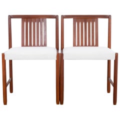 Danish Modern Upholstered Teak Side Chairs, a Pair