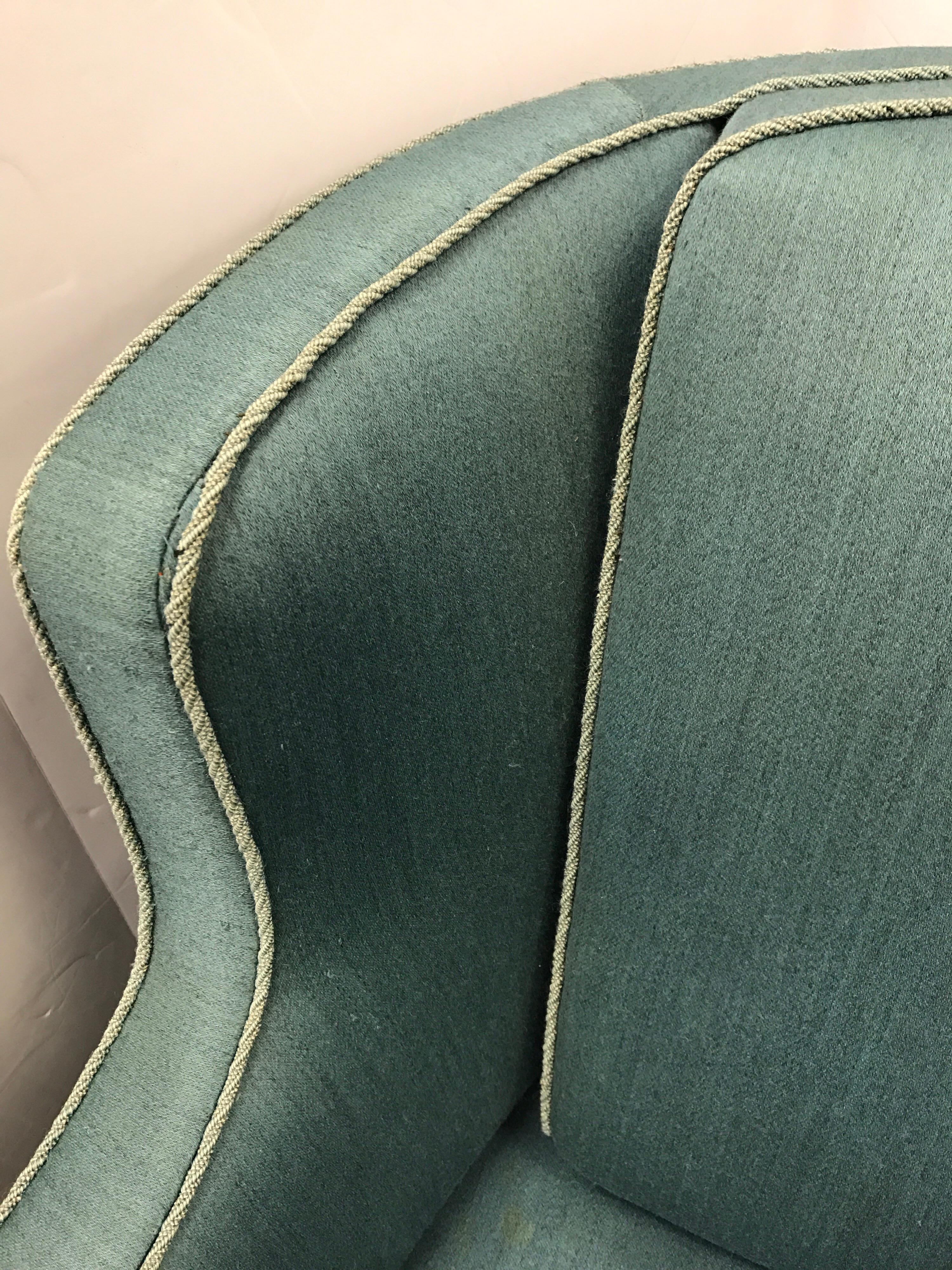 Scandinavian Modern Danish Modern Upholstered Wool Aquamarine Blue Lounge Chair