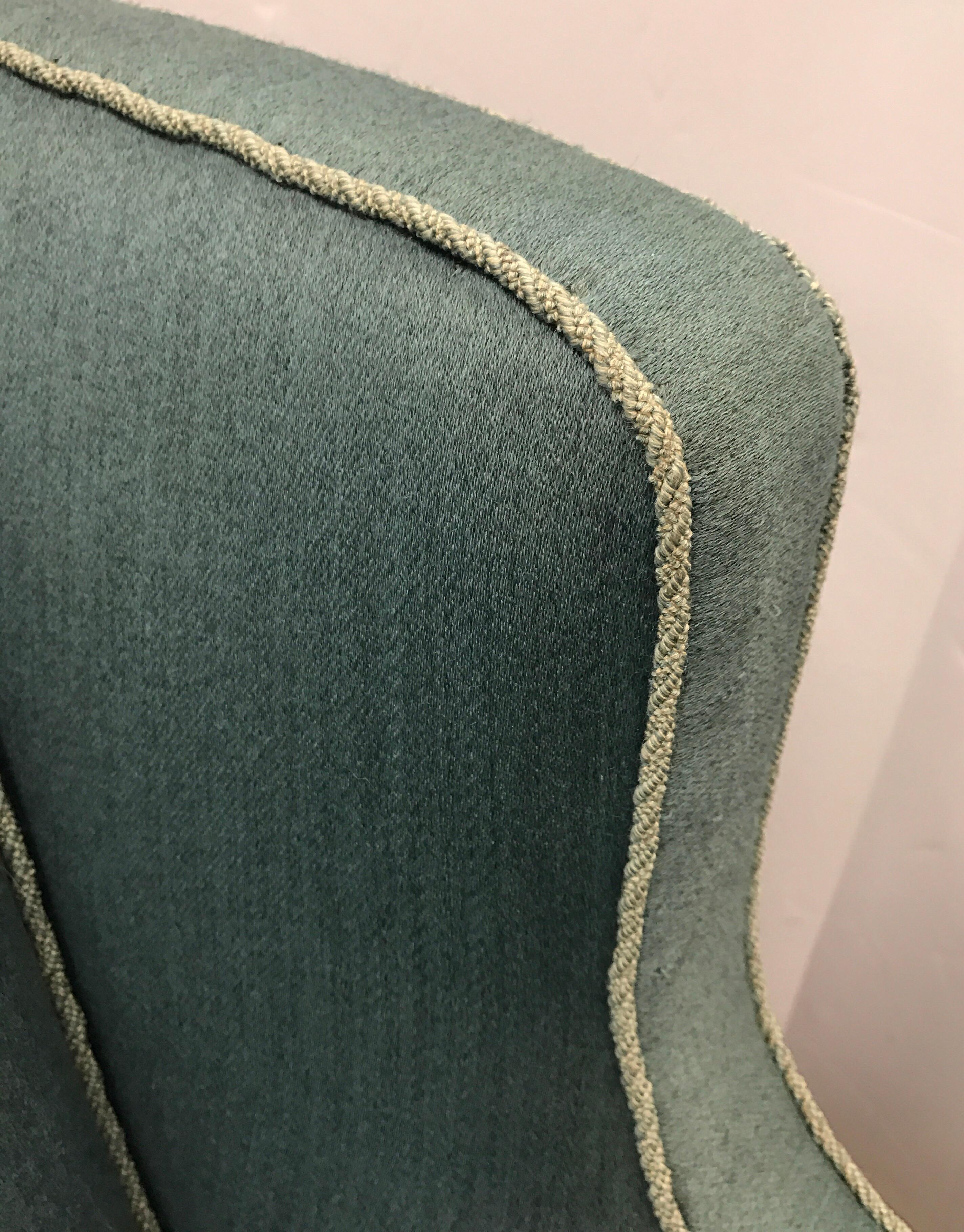 Mid-20th Century Danish Modern Upholstered Wool Aquamarine Blue Lounge Chair