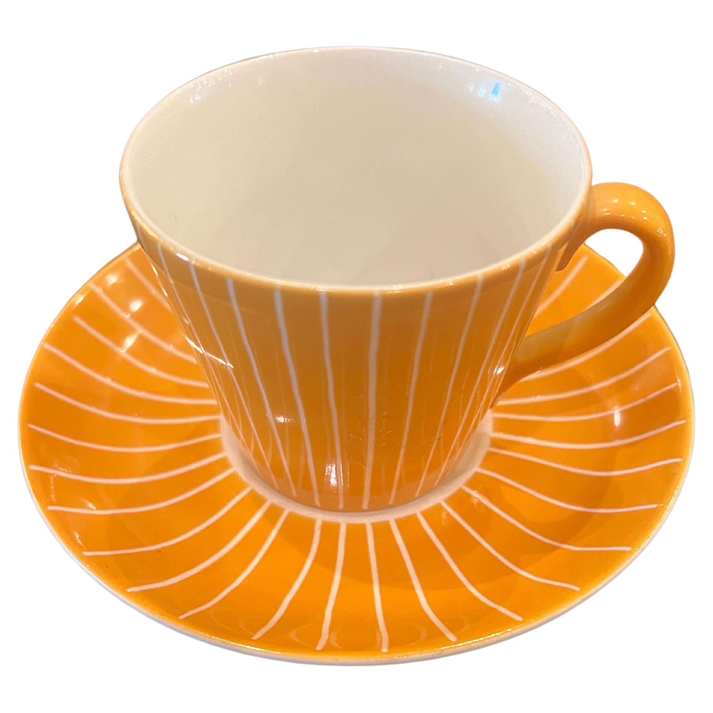 Danish Modern Upsala Ekeby Gefle  Zebra Zenith Coffee Cup & Saucer For Sale