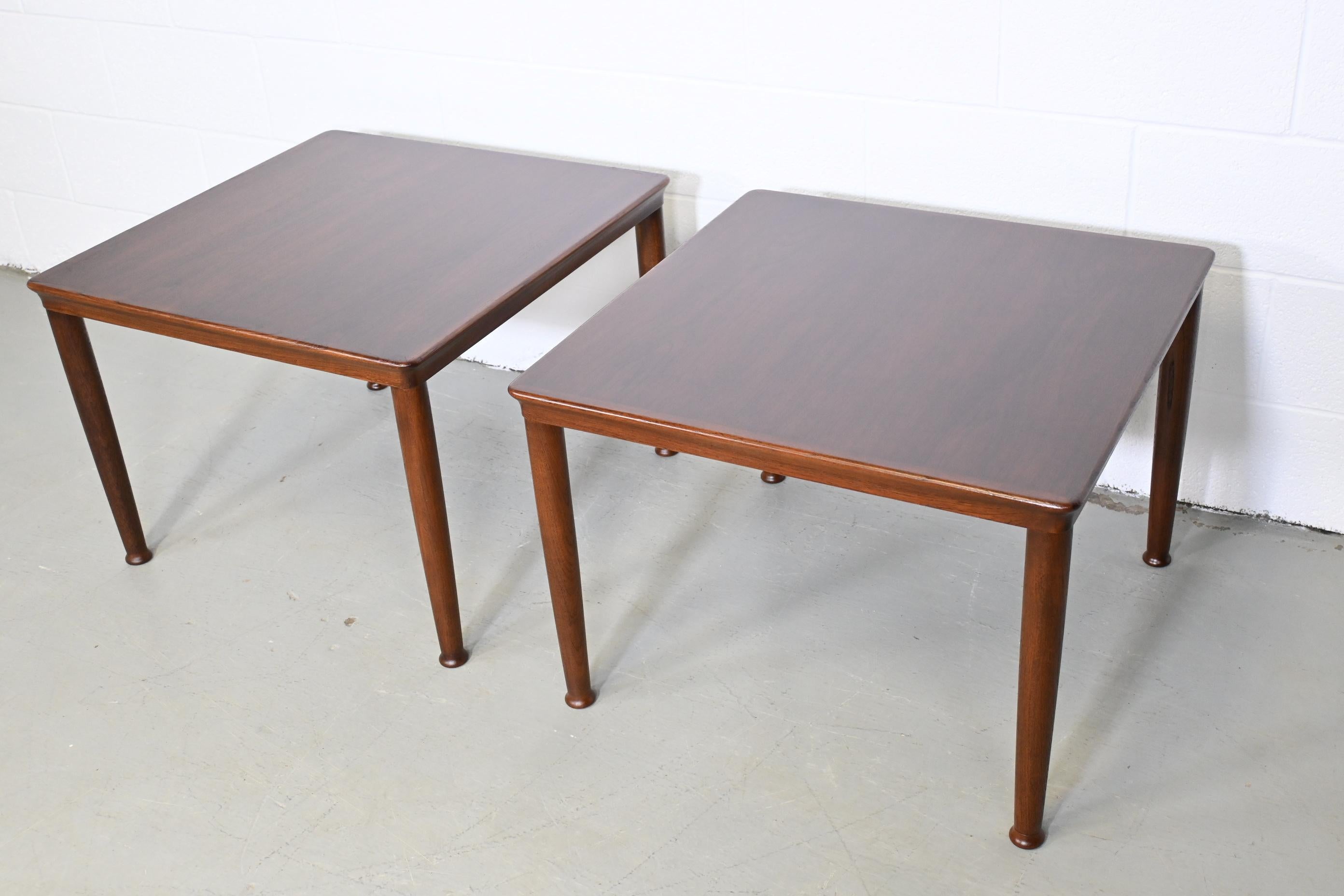 Lacquered Danish Modern Vejle Stole Mobelfabrik Teak Side Tables, a Pair