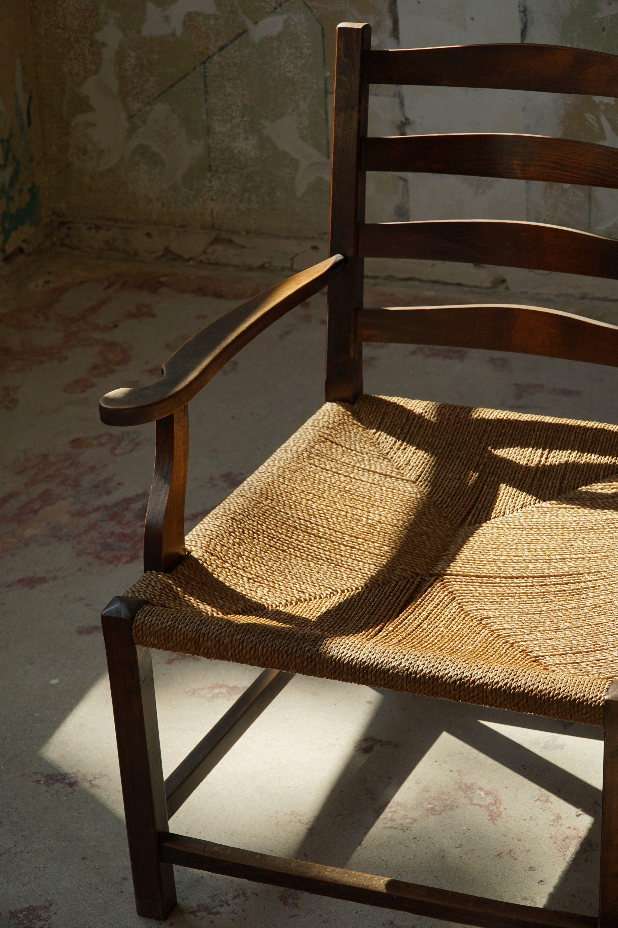 Danish Modern Vintage Armchair in Beech and Papercord, 1940s 2