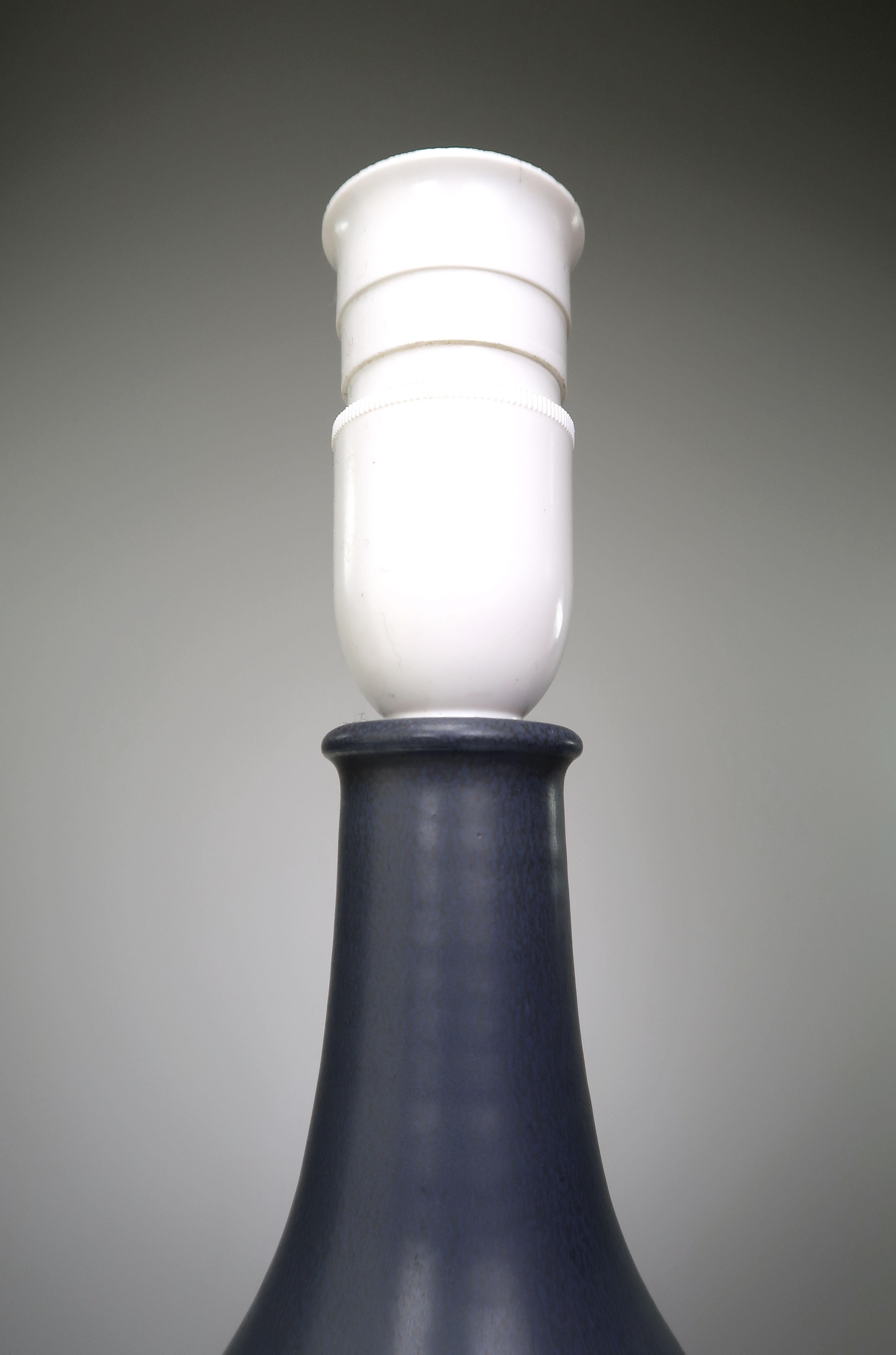 Danish Modern Vintage Charcoal Blue Stoneware Table Lamp by Josef Simon, 1960s (Glasiert)