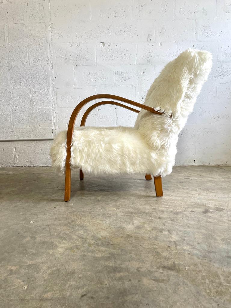 Mid-Century Modern Danish Modern Vintage Lounge Chair Sherpa Sheepskin For Sale